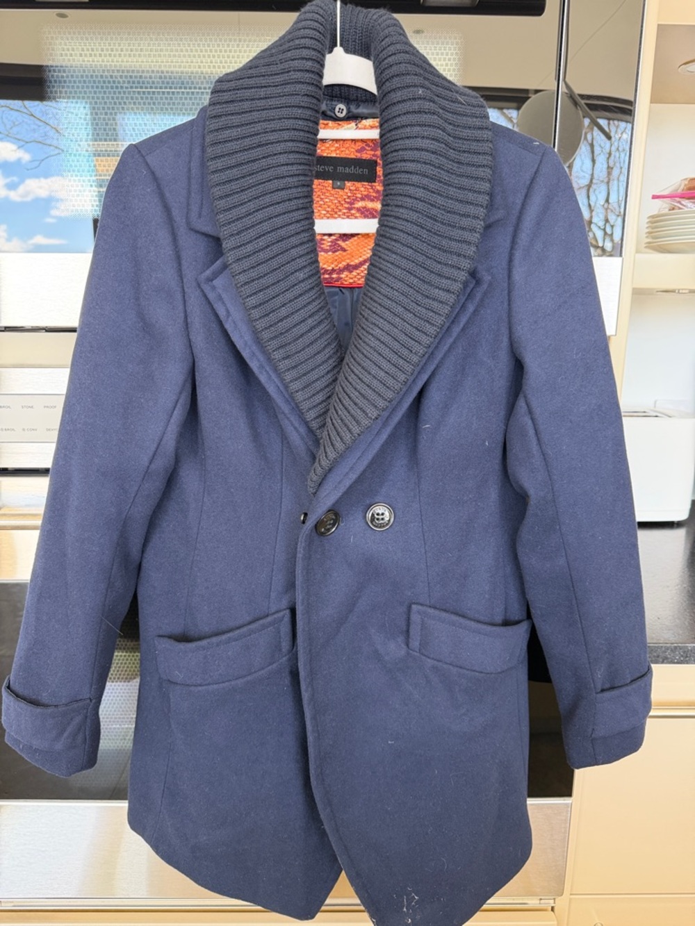 Steve Madden  Dark Navy Shawl-Collar Peacoat